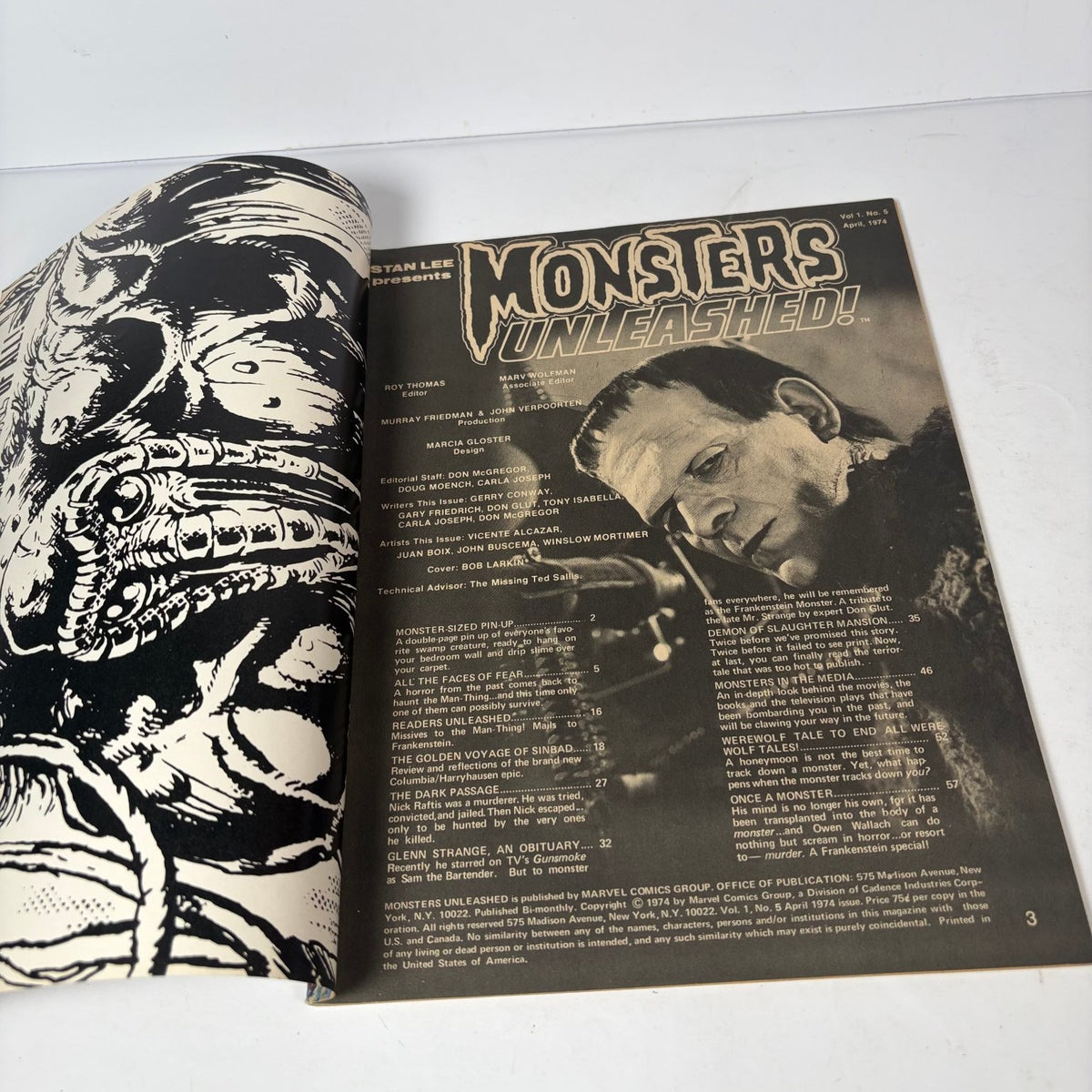 Monsters Unleashed! Magazine April 1974 Man-Thing Frankenstein Monster Marvel