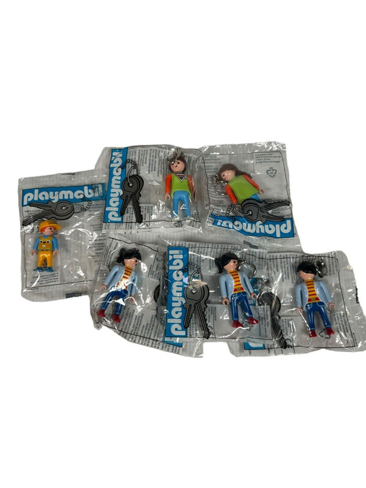 Mixed Lot of 6 Playmobil Keychain Figurines New in Package Rare 90s