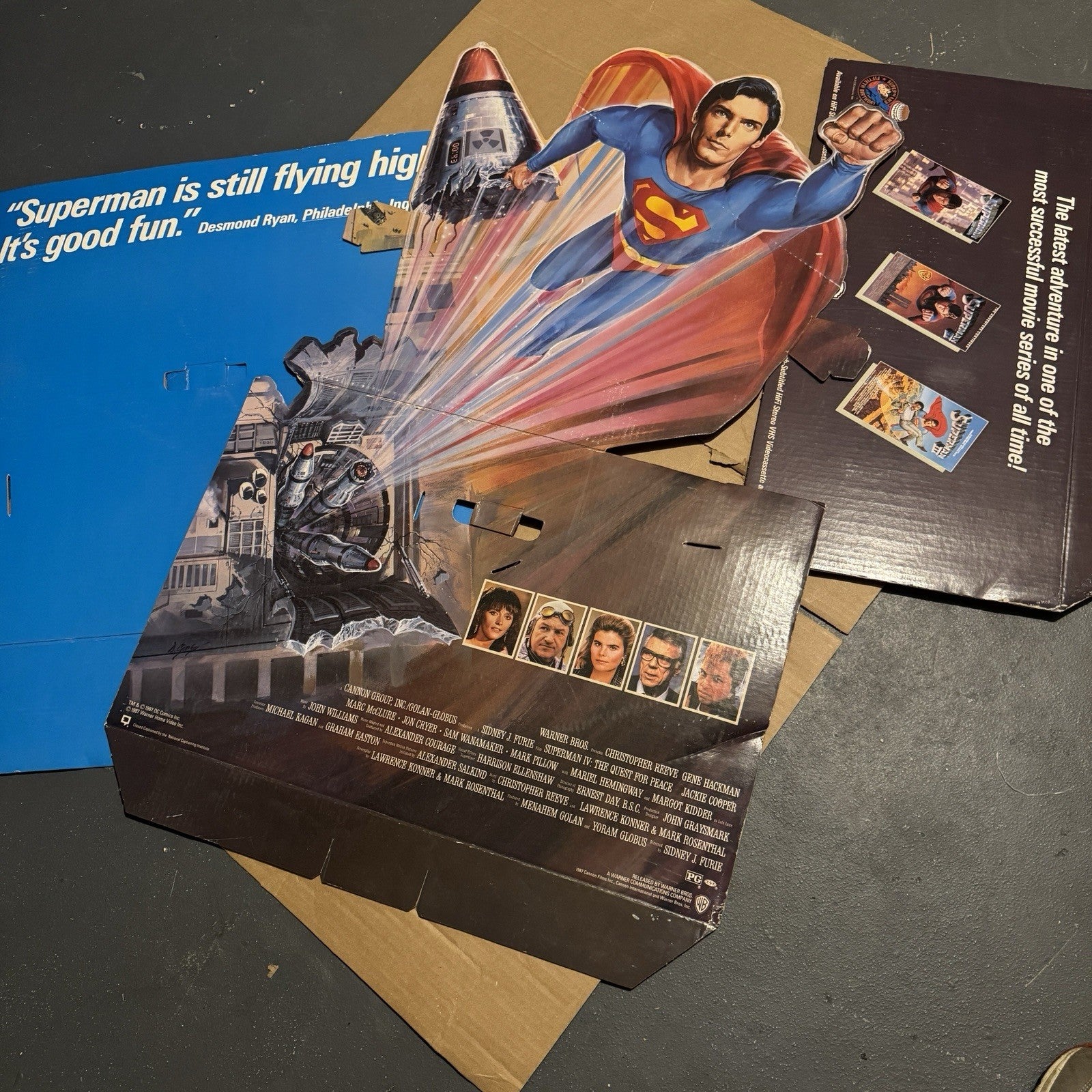 Vintage 1987 Superman 4 IV Video Store Cardboard Cutout AS IS Incomplete