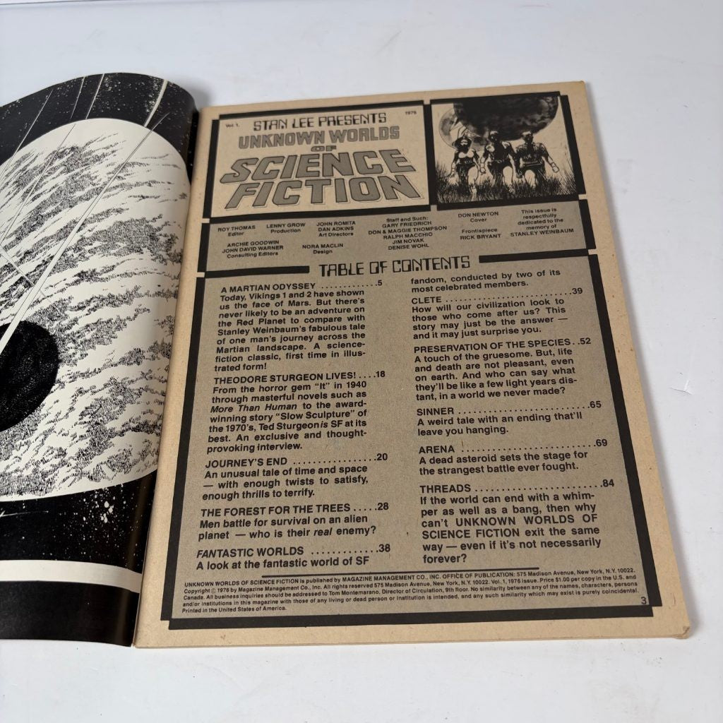Unknown Worlds of Science Fiction Vol 1 #1 1976 Curtis Marvel Magazine Sturgeon