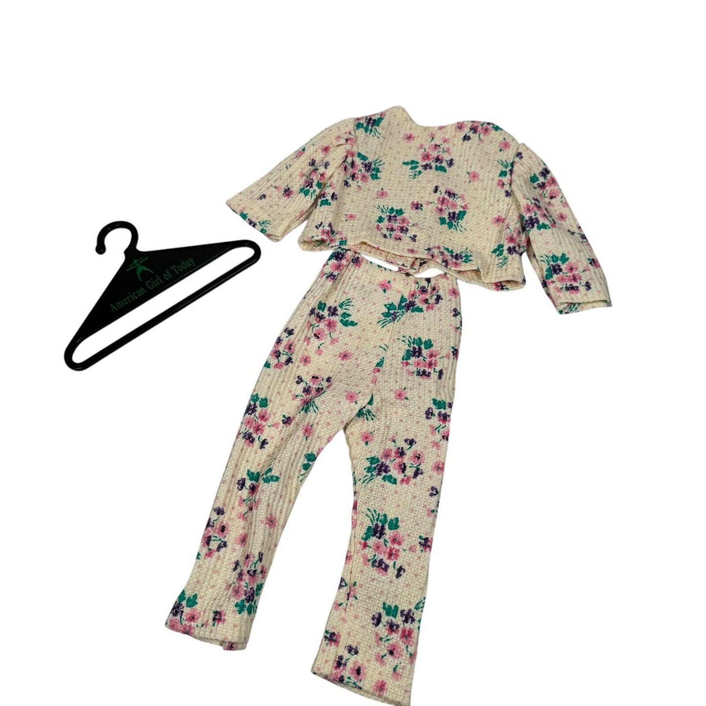 American Girl Pleasant Co. Thermal Pajamas with Flowers and Hanger