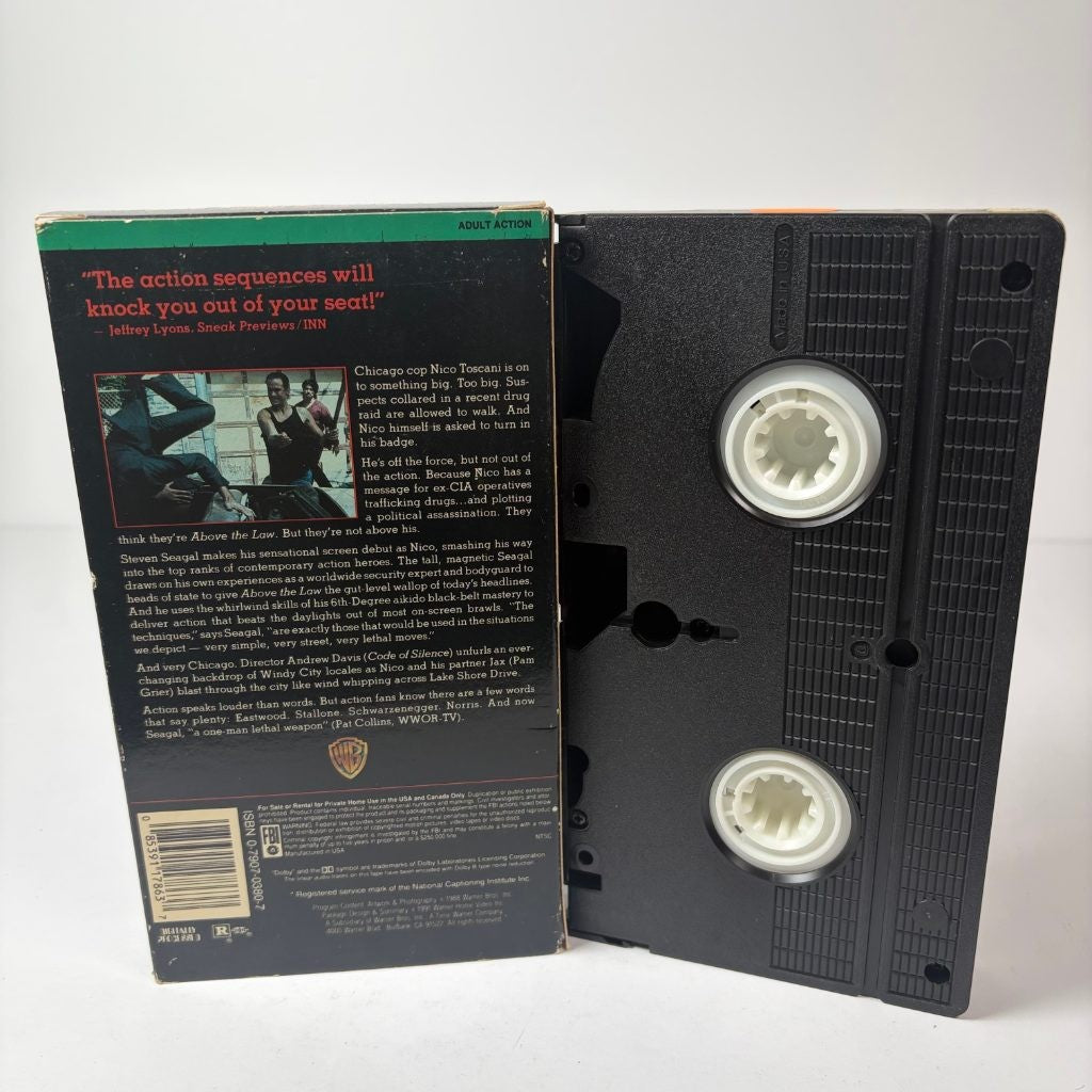 Above the Law VHS Steven Seagal Pam Grier Action Warner Home Video 1988