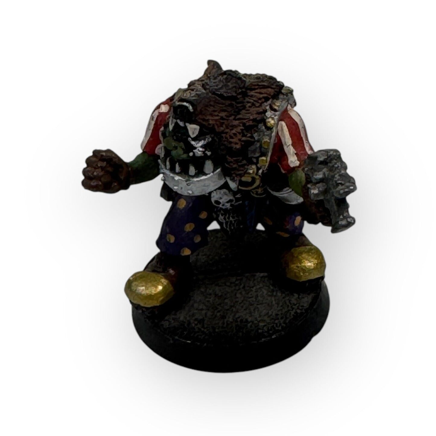 Warhammer 40k Rogue Trader Ork Freebooter Kaptin Wolfskin Hat Painted 1991