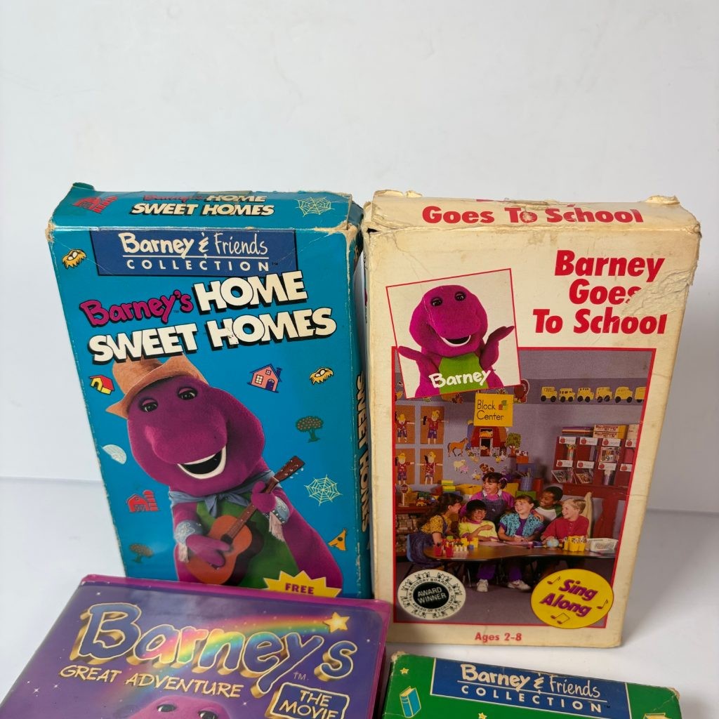 Barney VHS Lot of 4 Great Adventure Movie Home Sweet Homes Goes to School Rhymes