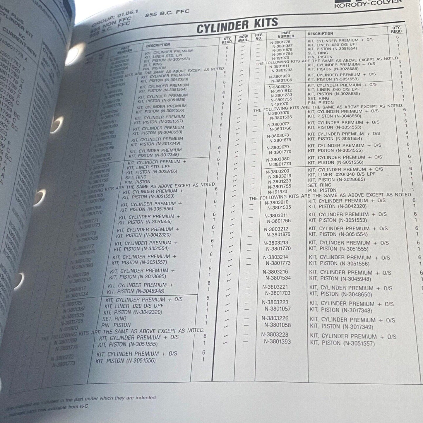 K-C Replacement Parts Catalog For Cummins C.I. Diesel Engines # KC-4805