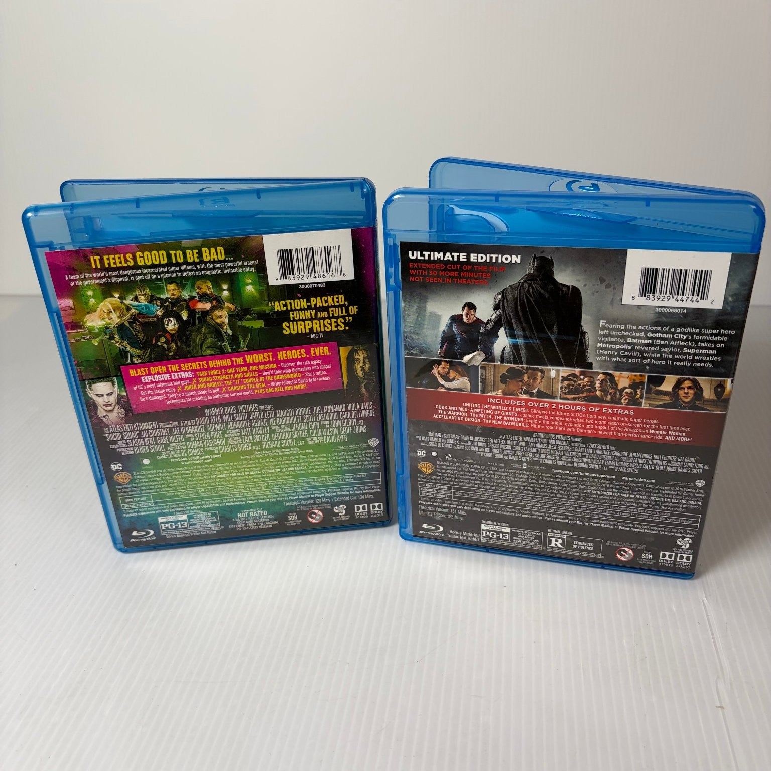 Suicide Squad Blu-ray 2016 Extended Cut & Batman v. Superman Ultimate Edition
