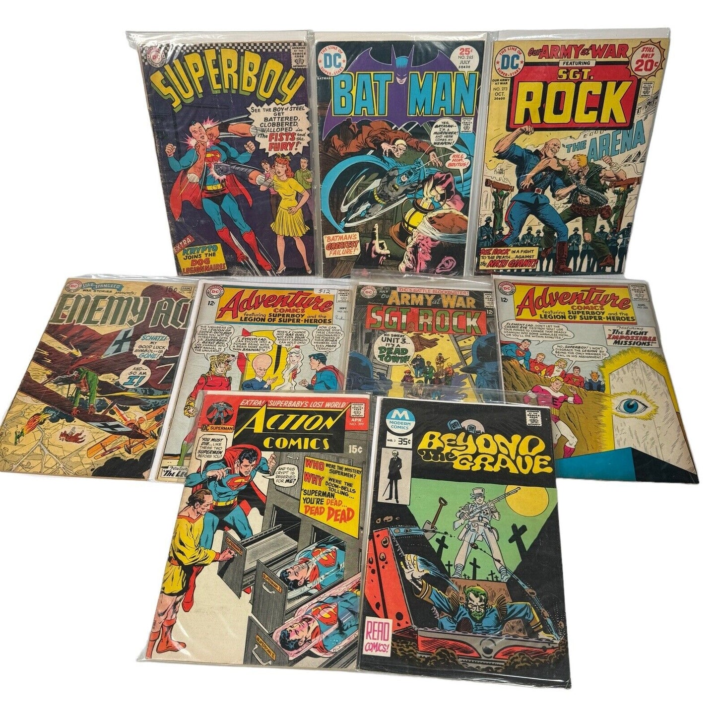 Lot Of 9 Silver And Copper Age Comics 12 Cent 15 Cent DC Comics Batman Superman