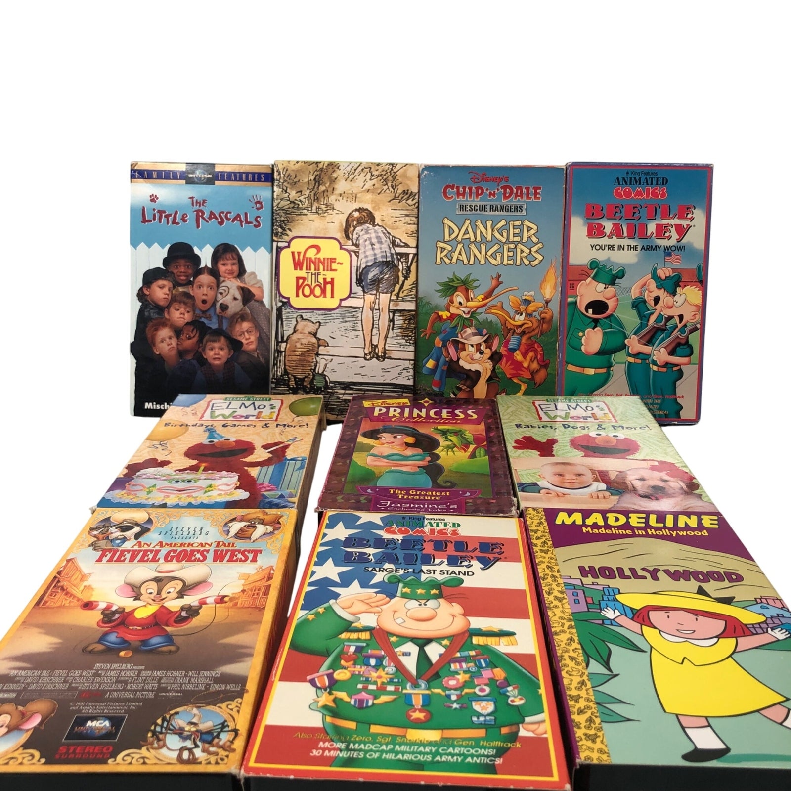 VHS Cartoon & Kid's Show Lot Featuring Chip N' Dale Madeline Beetle Bailey +More