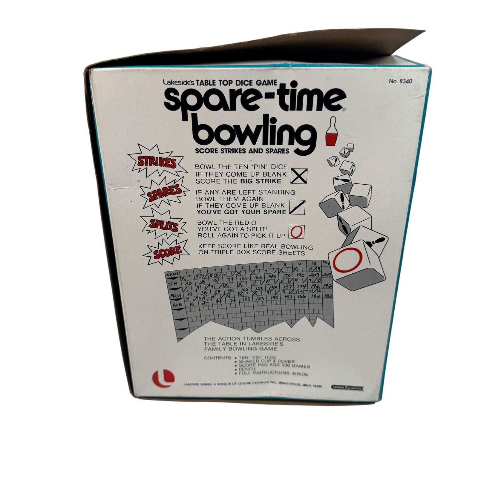 Vintage Lakeside Spare-Time Bowling Tabletop Dice Game Complete Family 1977