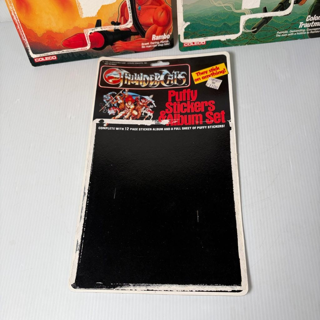 Vintage 1980s Rambo Force of Freedom Cardbacks & ThunderCats Sticker Cardback