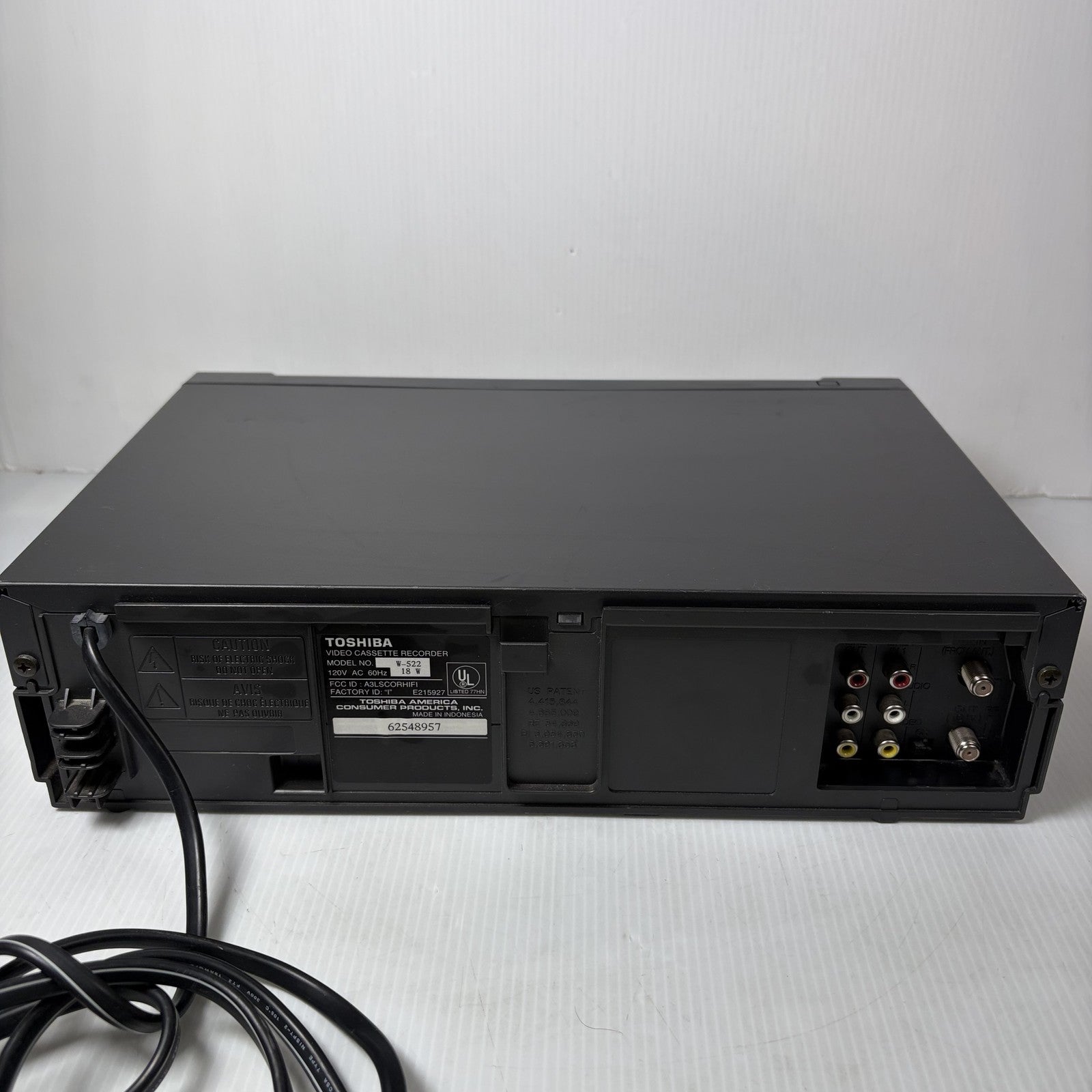 Toshiba W-522 4-Head Hi-Fi VHS VCR Video Cassette Recorder Commercial Skip