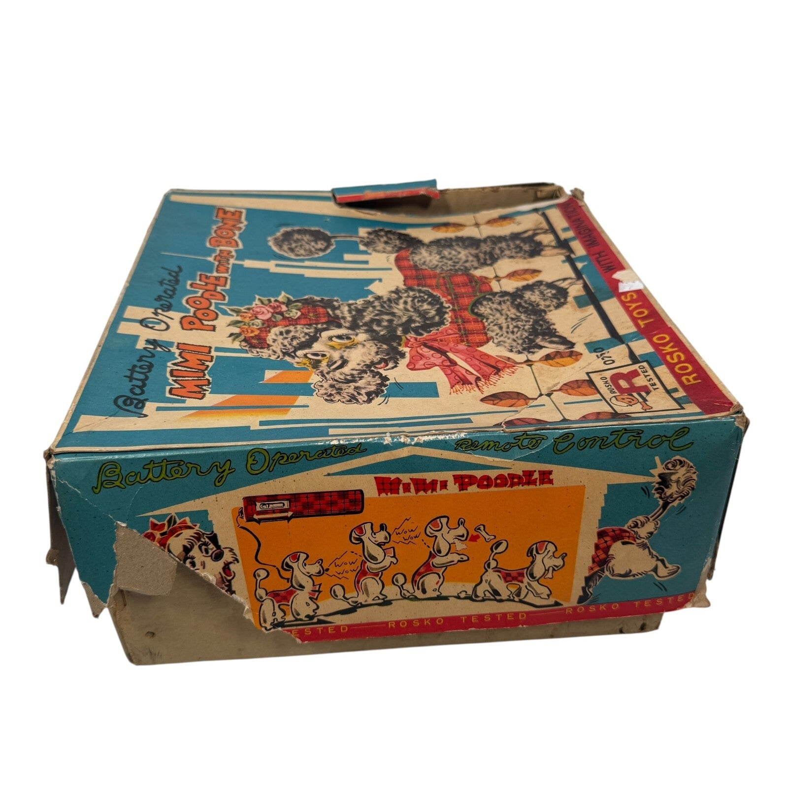 VTG 1960s Rosko Japan Battery Operated Mimi Poodle Toy W/ Bone (Read Desc)