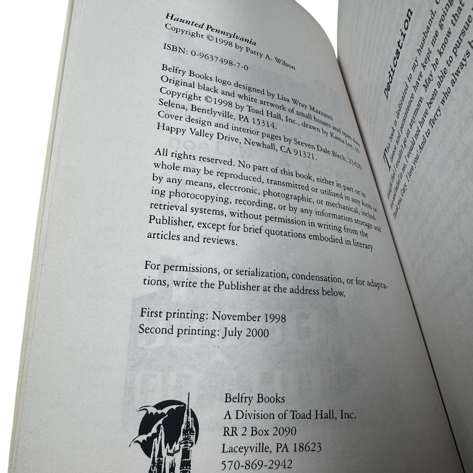 Haunted Pennsylvania Indie Rare Ghost Book w/ Maps 1998 Patty A. Wilson