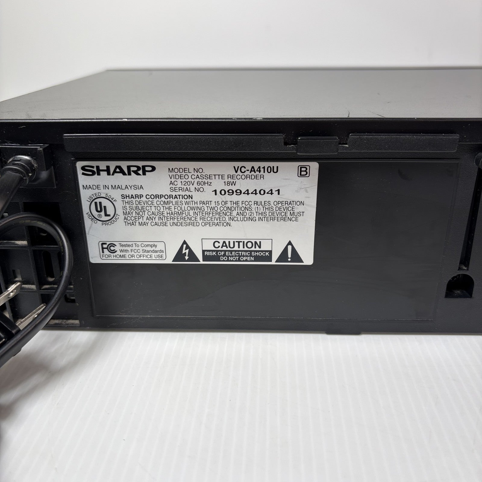 SHARP VC-A410U 4-Head VHS HQ VCR Player Recorder S-VHS Quasi Playback