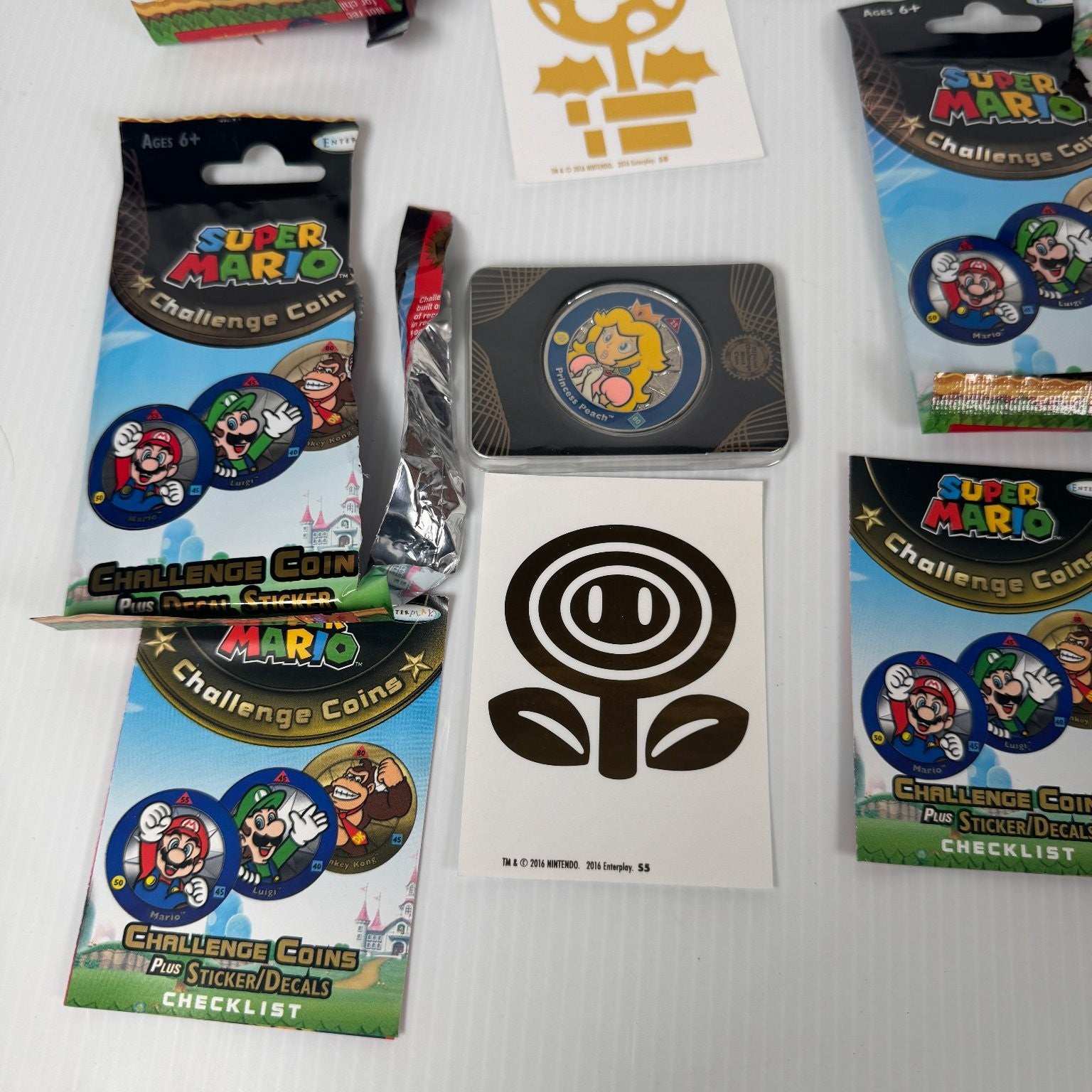 Enterplay Super Mario Challenge Coin Lot of 5 Opened with Stickers 2016