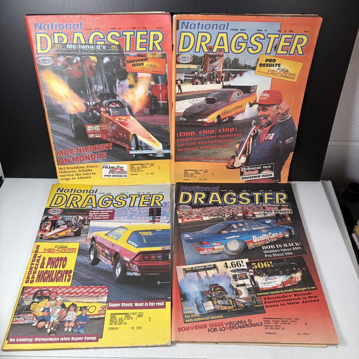 Lot of 20 National Dragster Magazine May - July 1995 NHRA Racing