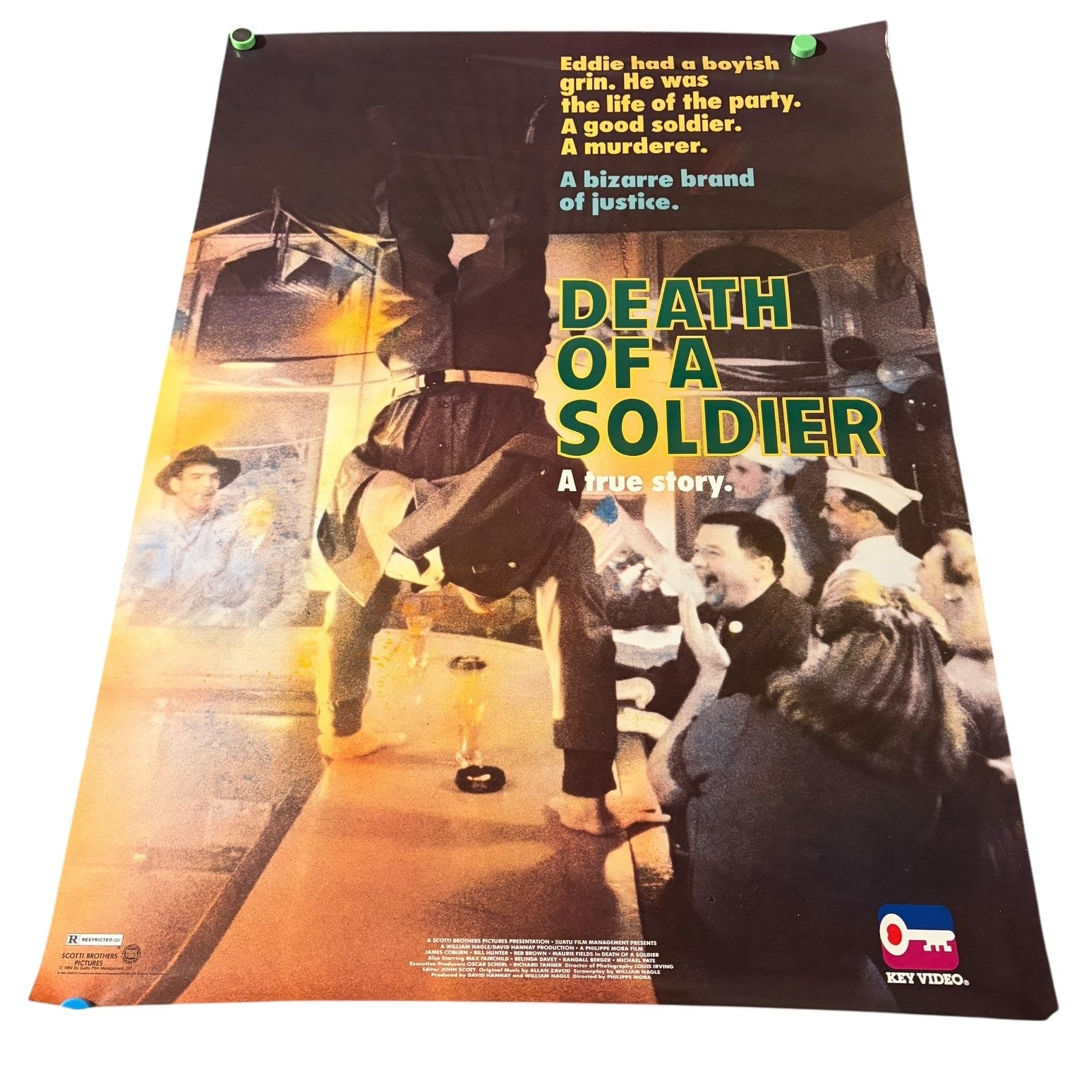 Vintage Death of a Soldier 1986 Rare Movie Poster Scotti Brothers 22" x 30"