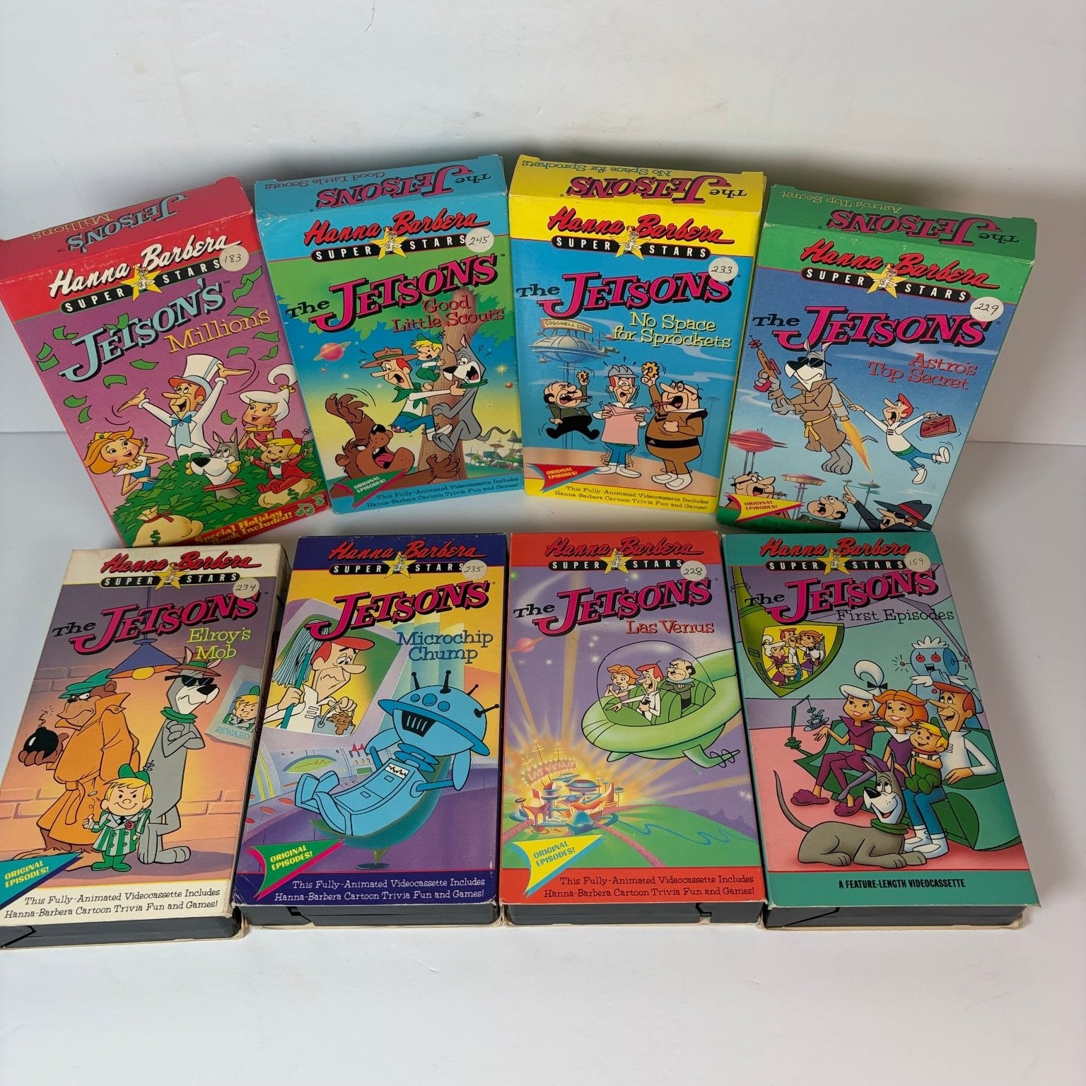 Jetsons VHS Lot 8 Tapes Hanna-Barbera Super Stars Cartoon 2000 Sci-Fi