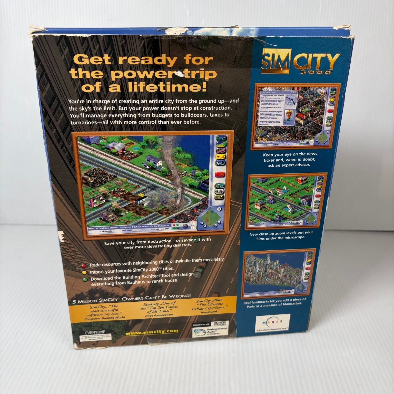 SimCity 3000 Big Box PC CD-ROM Video Game Maxis Simulation City Builder Complete