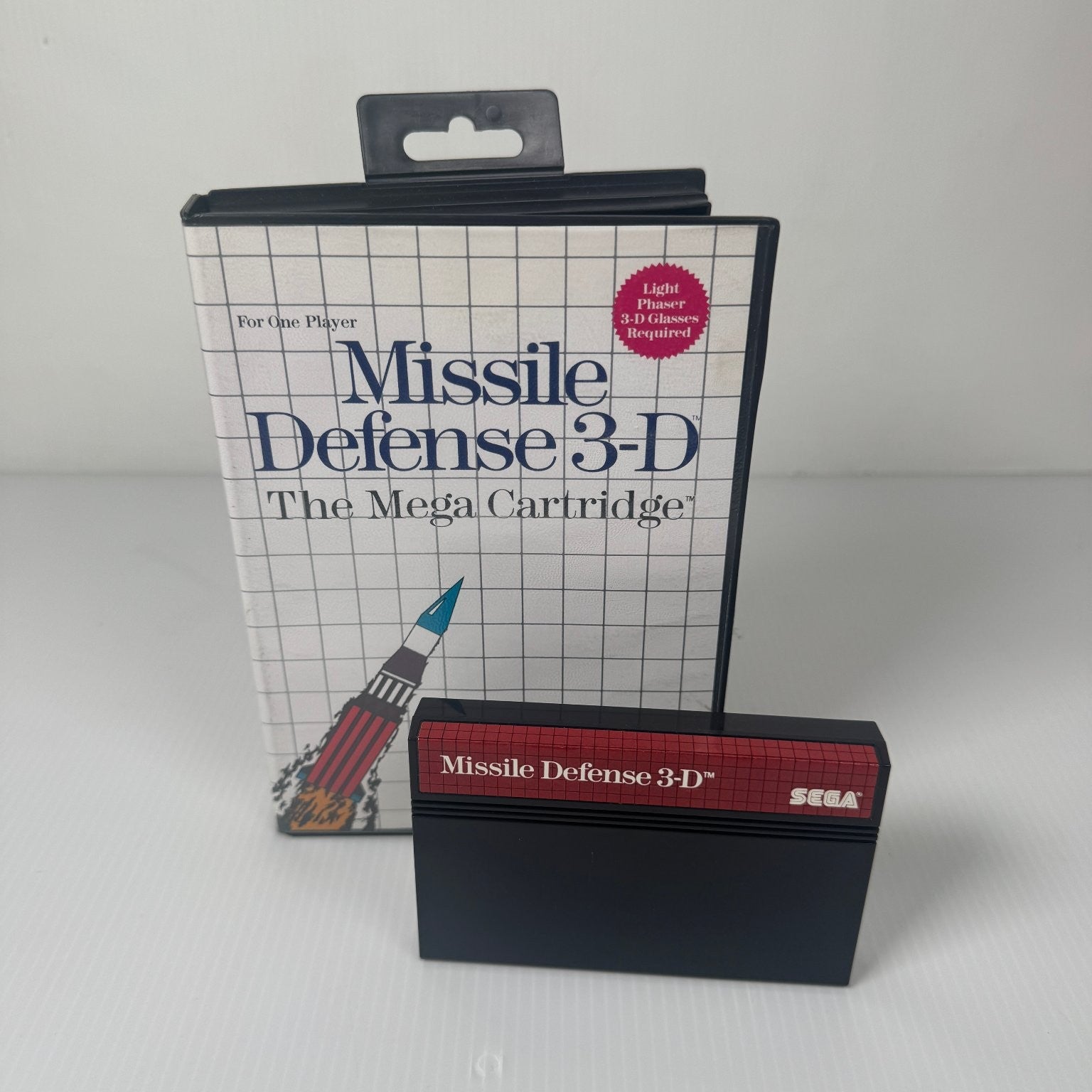 Missile Defense 3-D Sega Master System Video Game Game & Case w/ Hangtab