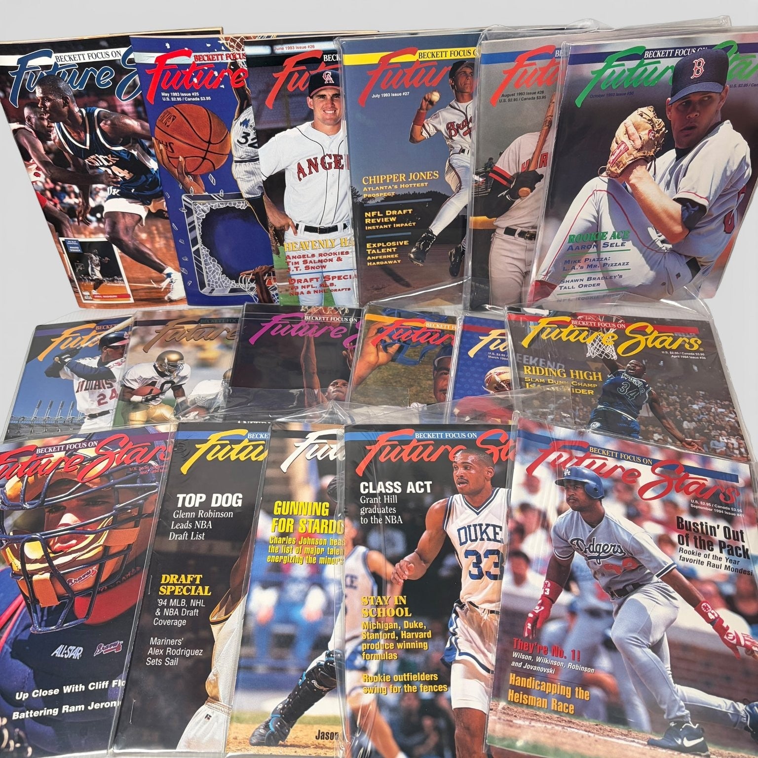 90s Beckett Focus on Future Stars Magazine Lot of 17 Shaq Chipper Jones Grant