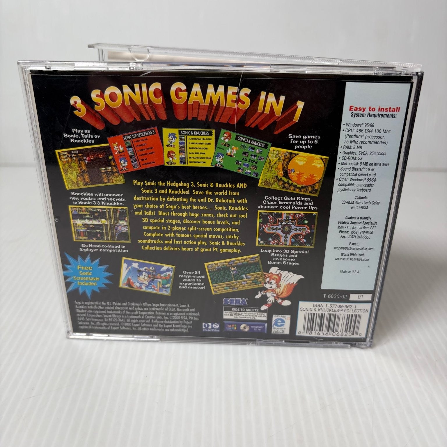 Sonic & Knuckles Collection PC Video Game 3-in-1 Retro Sega Classics