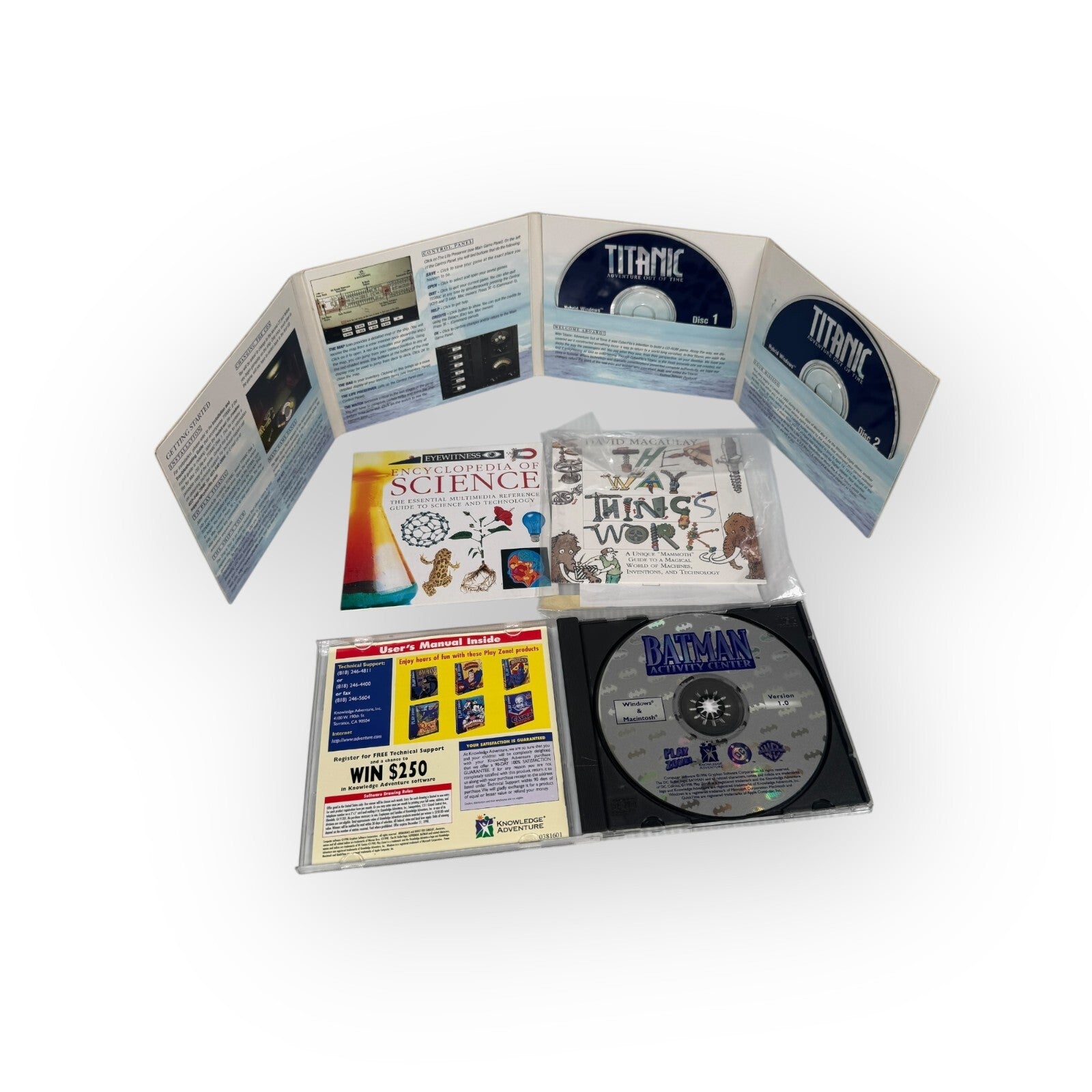 Lot of 6 PC Windows 95 Kids & Family Games Batman, Titanic, Lego Creator & More