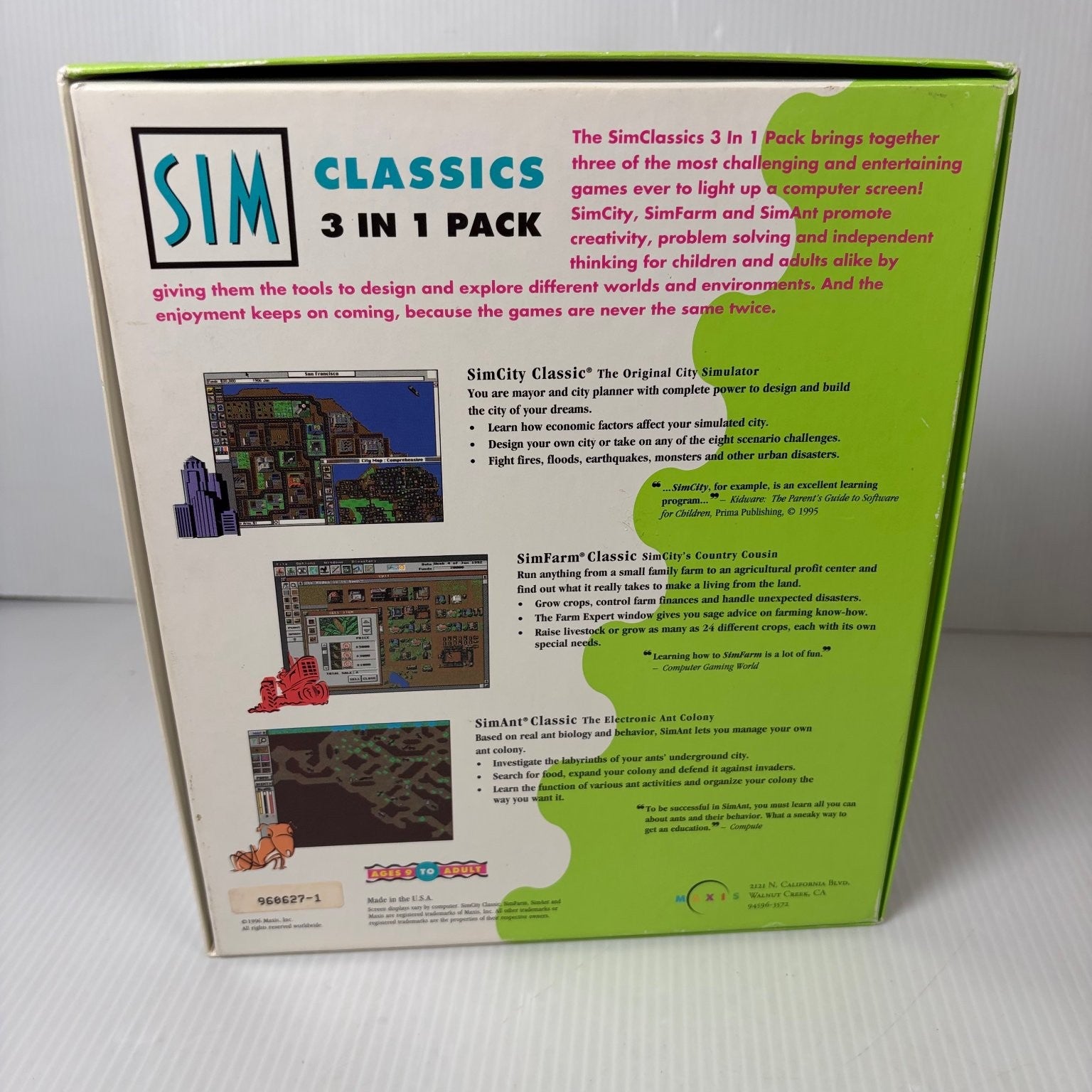Sim Classics 3 In 1 Pack PC Windows Mac Big Box PC Game SimCity SimFarm SimAnt