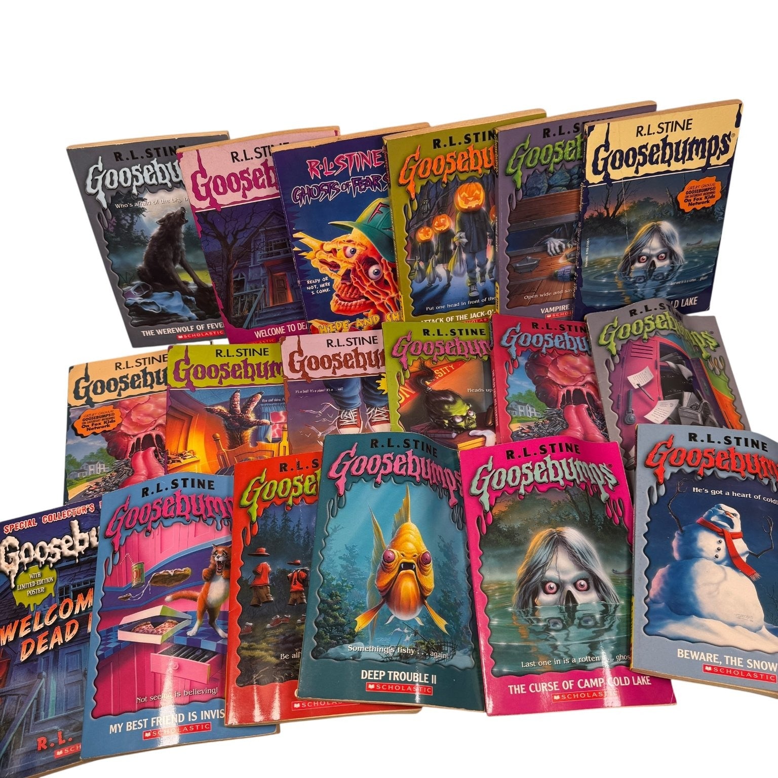 Vintage R.L. Stine Goosebumps & Fear Street Lot of 18 '90s Paperback Horror