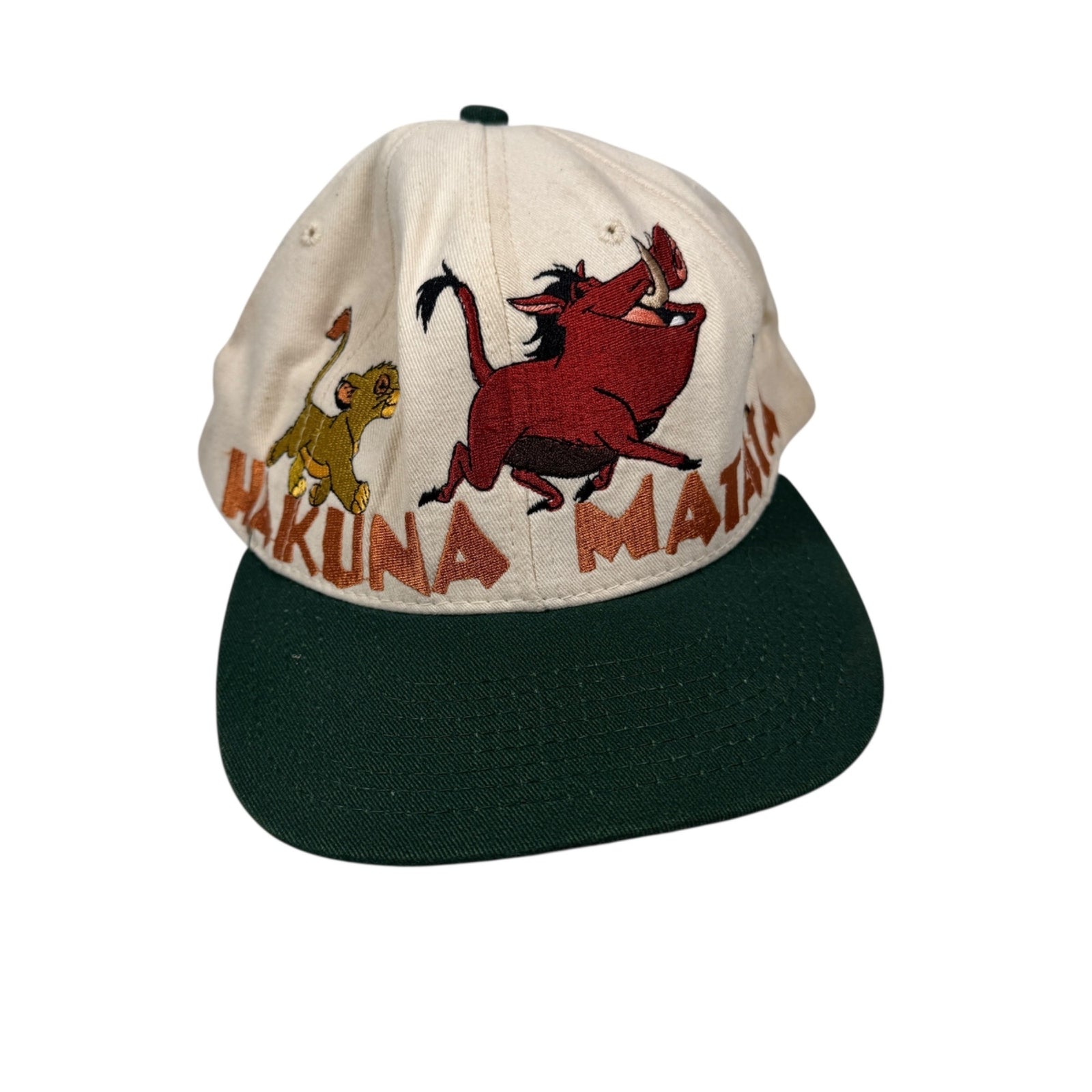 Vintage 90s Disney The Lion King Hakuna Matata Snapback Hat Simba Pumbaa Timon