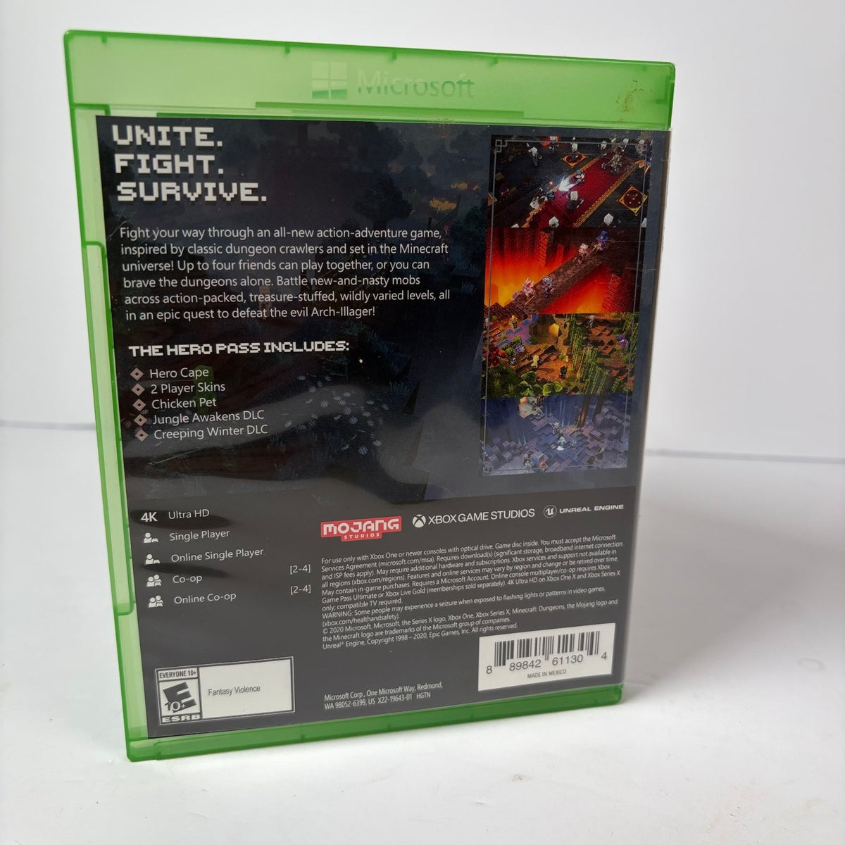 Minecraft Dungeons Hero Edition Xbox One Series X Video Game 4K Co-op