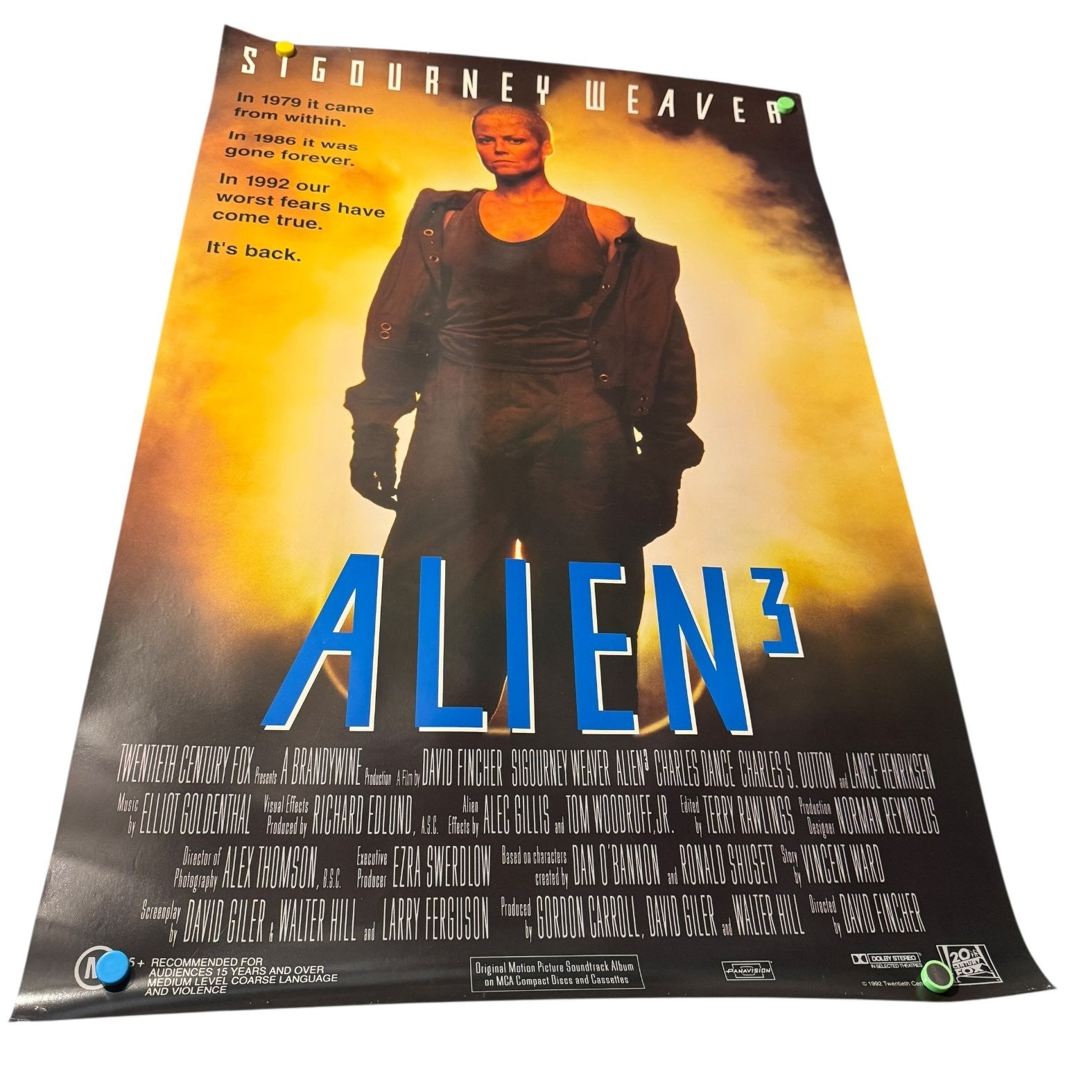 Vintage Alien 3 1992 AU Release One Sheet Movie Poster Sigourney Weaver Fincher