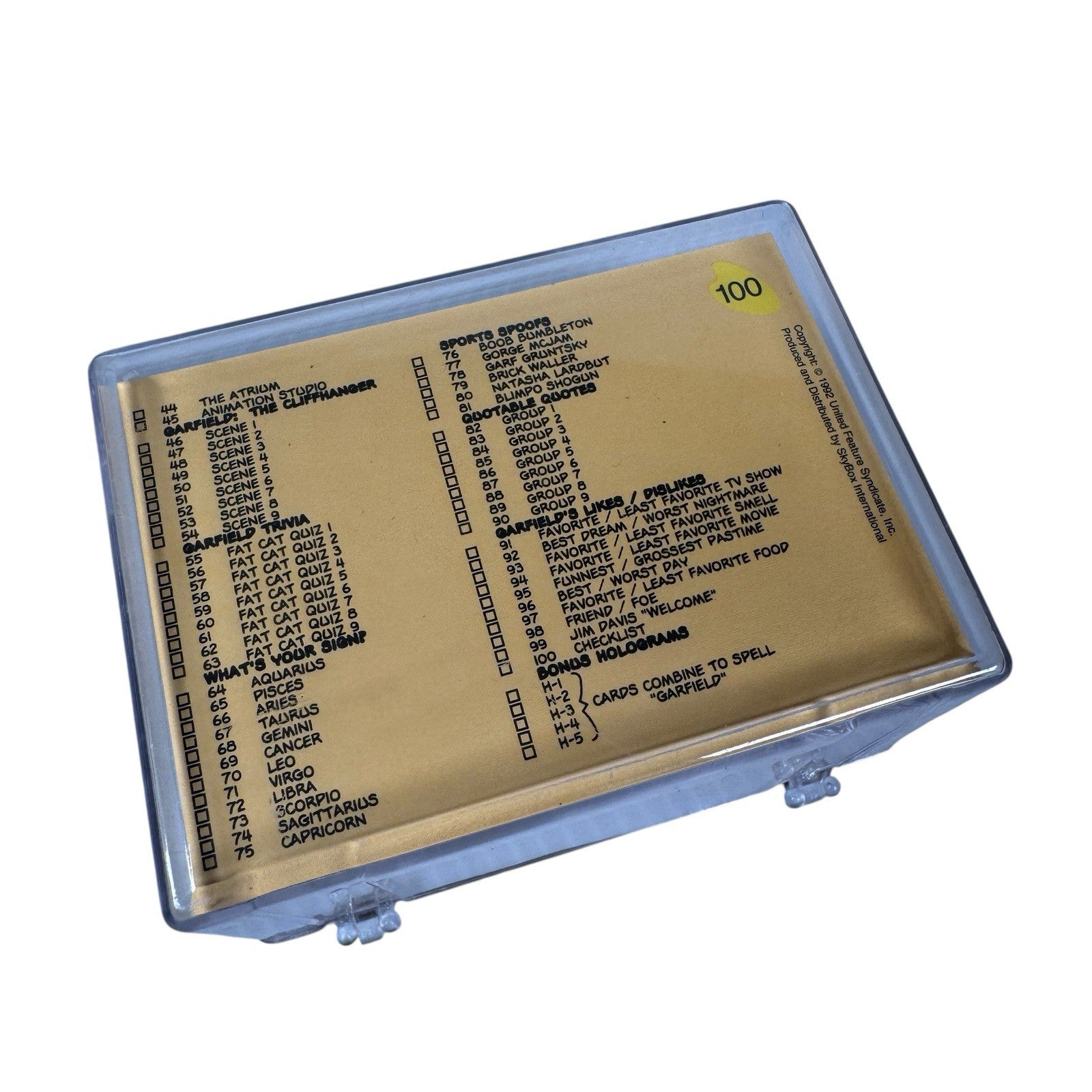 Garfield Premier Edition Base Trading Card Set 100 Cards Skybox 1992 Pre-owned