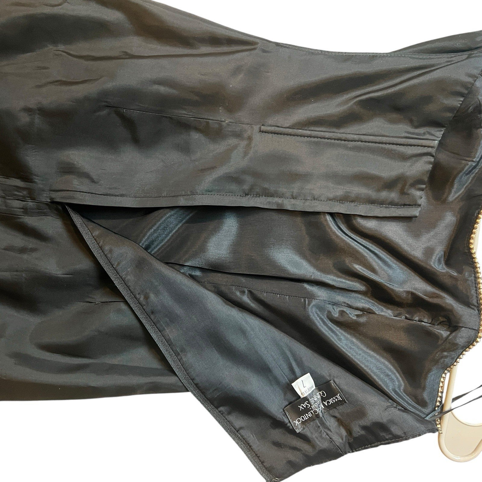 Vintage Jessica McClintock Gunne Sax Black Goth Prom Cocktail Dress Rhinestone