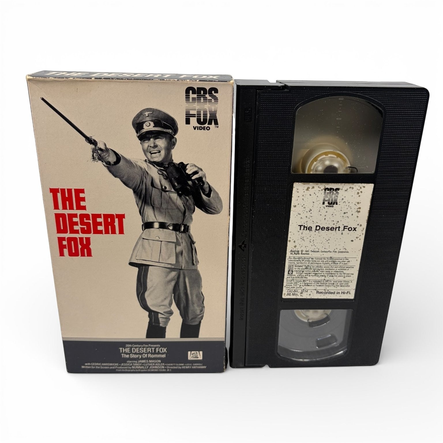 The Desert Fox VHS 1951 War Drama James Mason CBS FOX Video Hi-Fi 1014 RARE