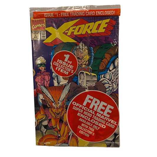 X FORCE #1 Opened POLYBAG w/ Sunspot & Gideon TRADING CARD Marvel Comics