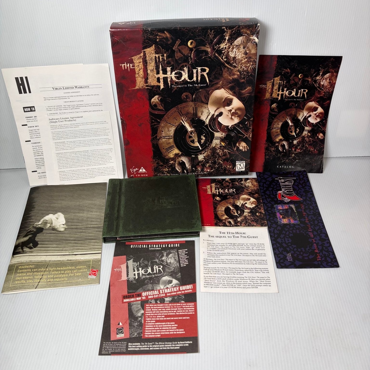The 11th Hour PC CD-ROM Big Box Video Game Thriller Puzzle Adventure FMV Horror