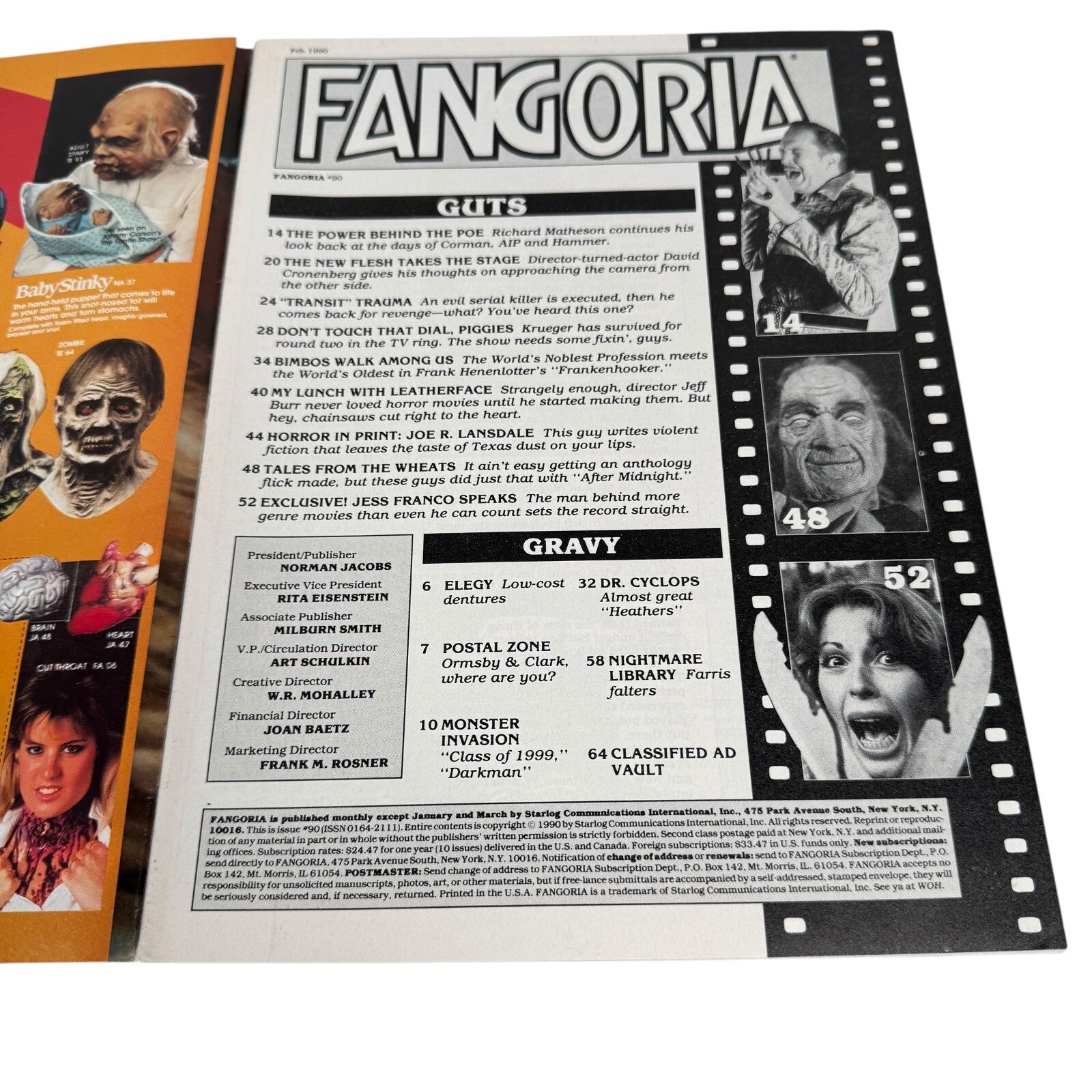 Fangoria #90 Horror Magazine Mar 1990 w/ Poster Cover, Nightbreed, Frankenhooker
