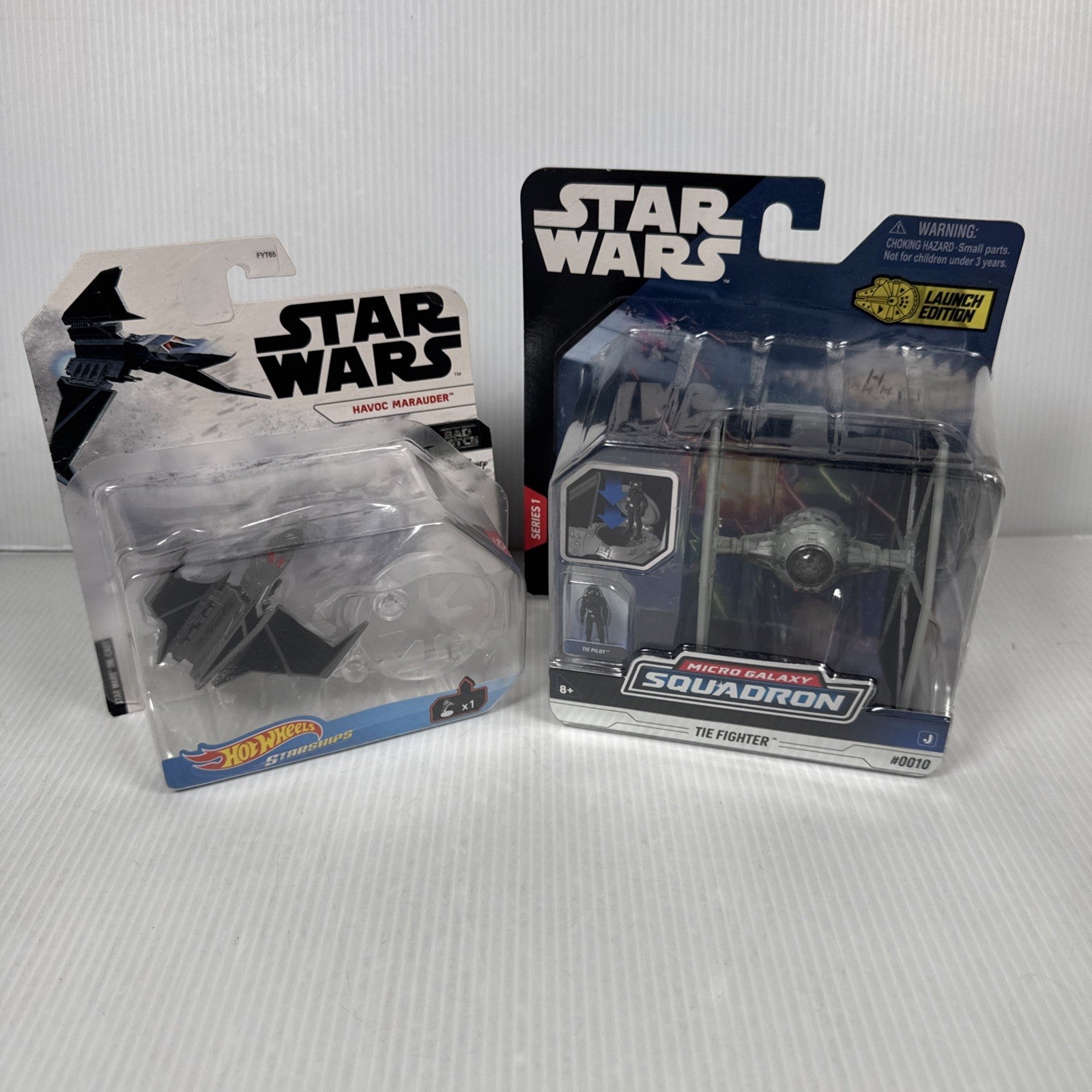 2 Star Wars Mini Vehicles Micro Galaxy Tie Fighter & Hot Wheels Havoc Marauder