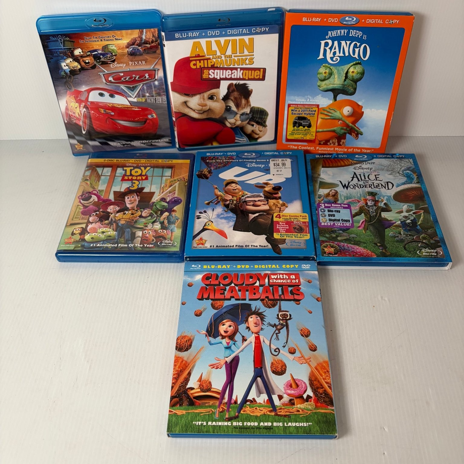 Lot of 7 Kids Animation Blu-rays (No DVDs) Disney Pixar Toy Story 3 & More