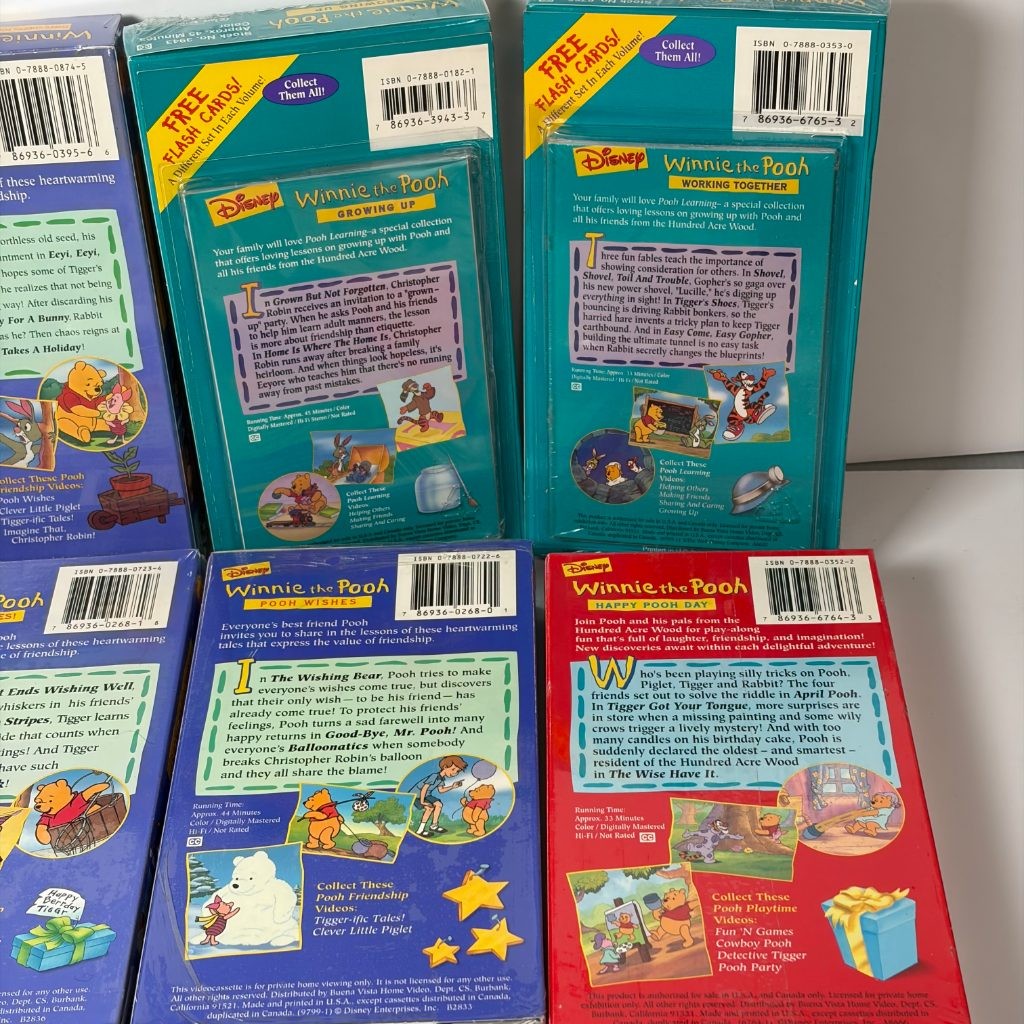 Disney Winnie the Pooh VHS Lot of 11 Sealed Tigger Movie Storybook Friendship