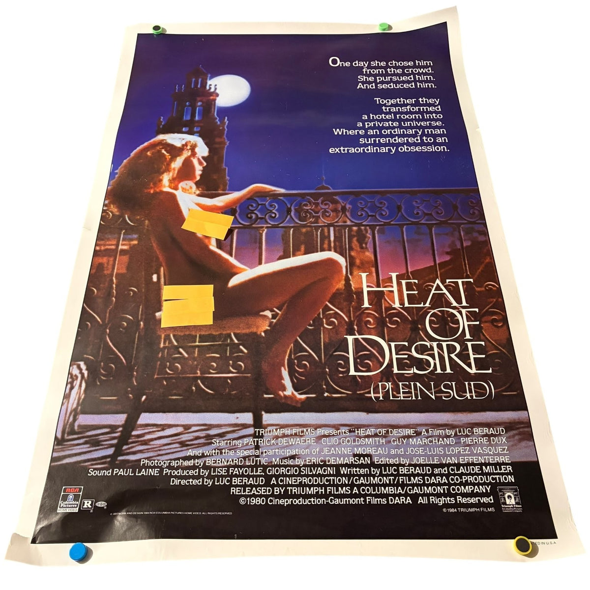 Vintage Heat of Desire Plein Sud 1984 One-Sheet Movie Poster 27"x40" French Film