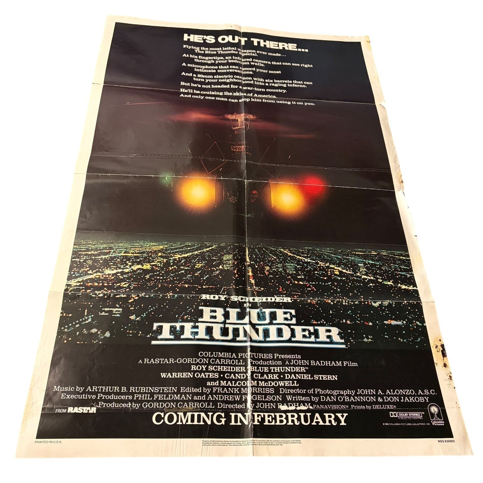 Blue Thunder 1983 One Sheet Movie Poster Roy Scheider Columbia Pictures Action