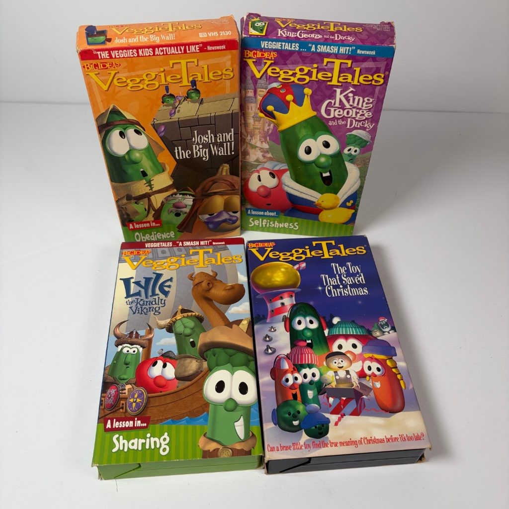 VeggieTales VHS Lot of 4 Josh Big Wall King George Toy That Saved Christmas Lyle
