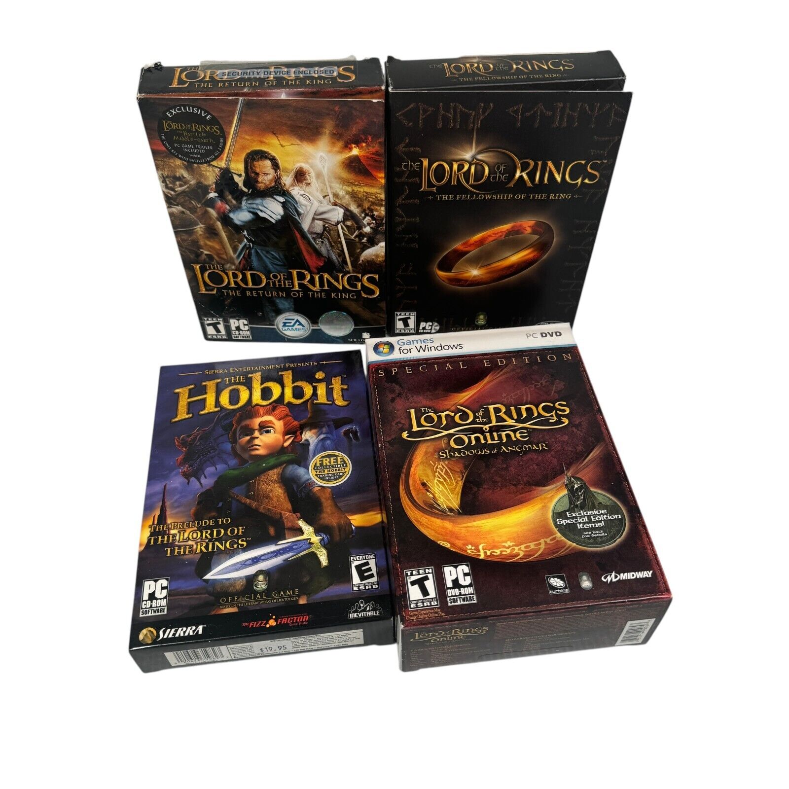 Lot of 4 Lord of the Rings PC Games The Hobbit LOTR Online Special Ed & More