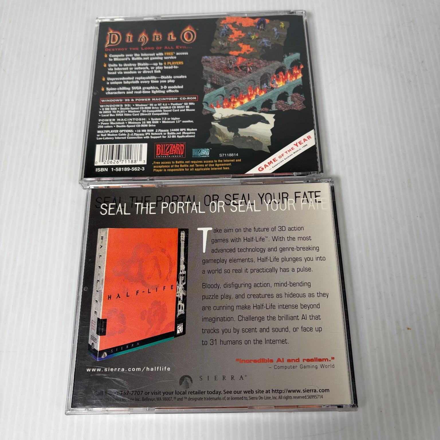 Diablo with Hellfire Expansion Pack PC Video Game Blizzard Sierra Classic RPG