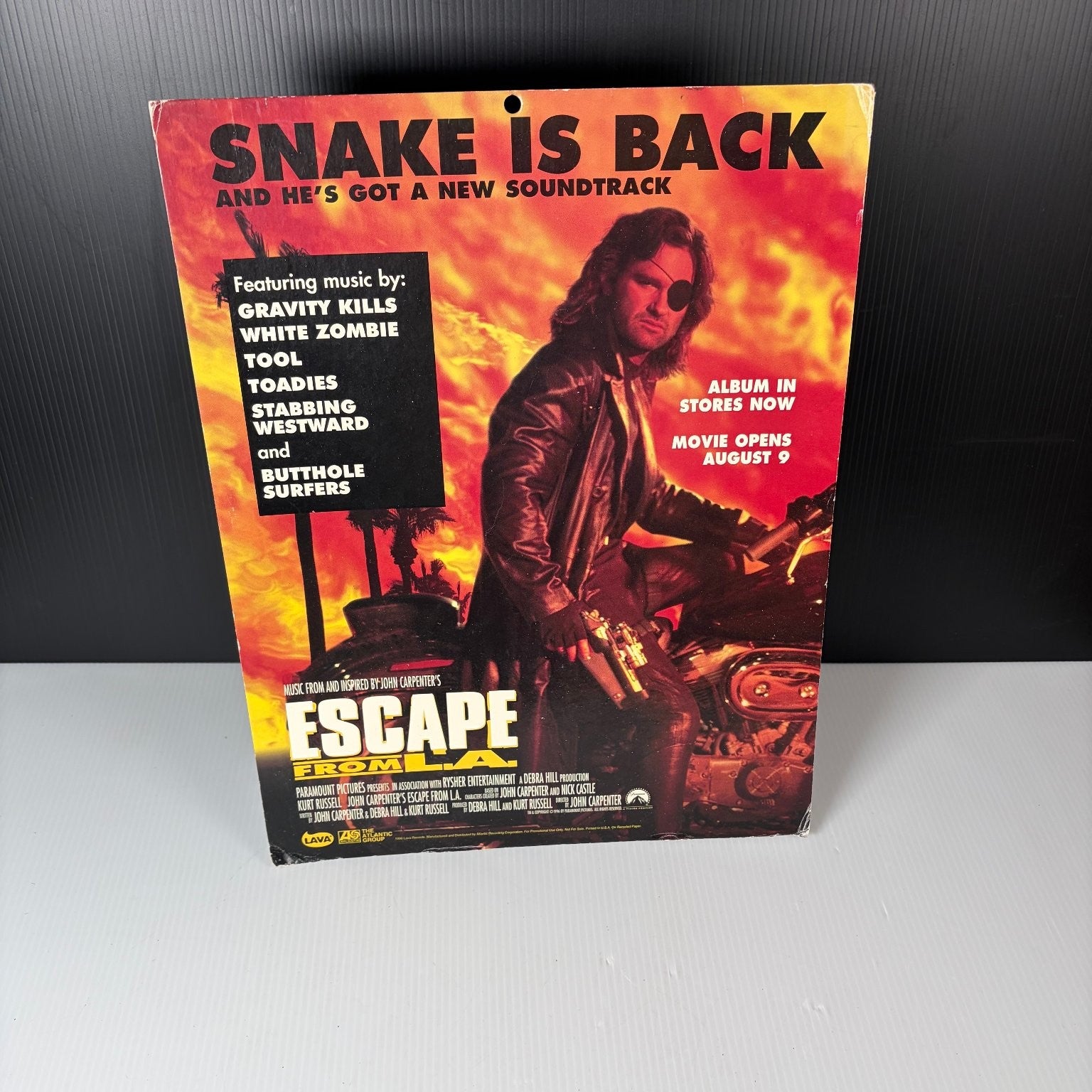 Escape from L.A. Movie Standee Snake is Back Soundtrack Promo 14" 90's Metal