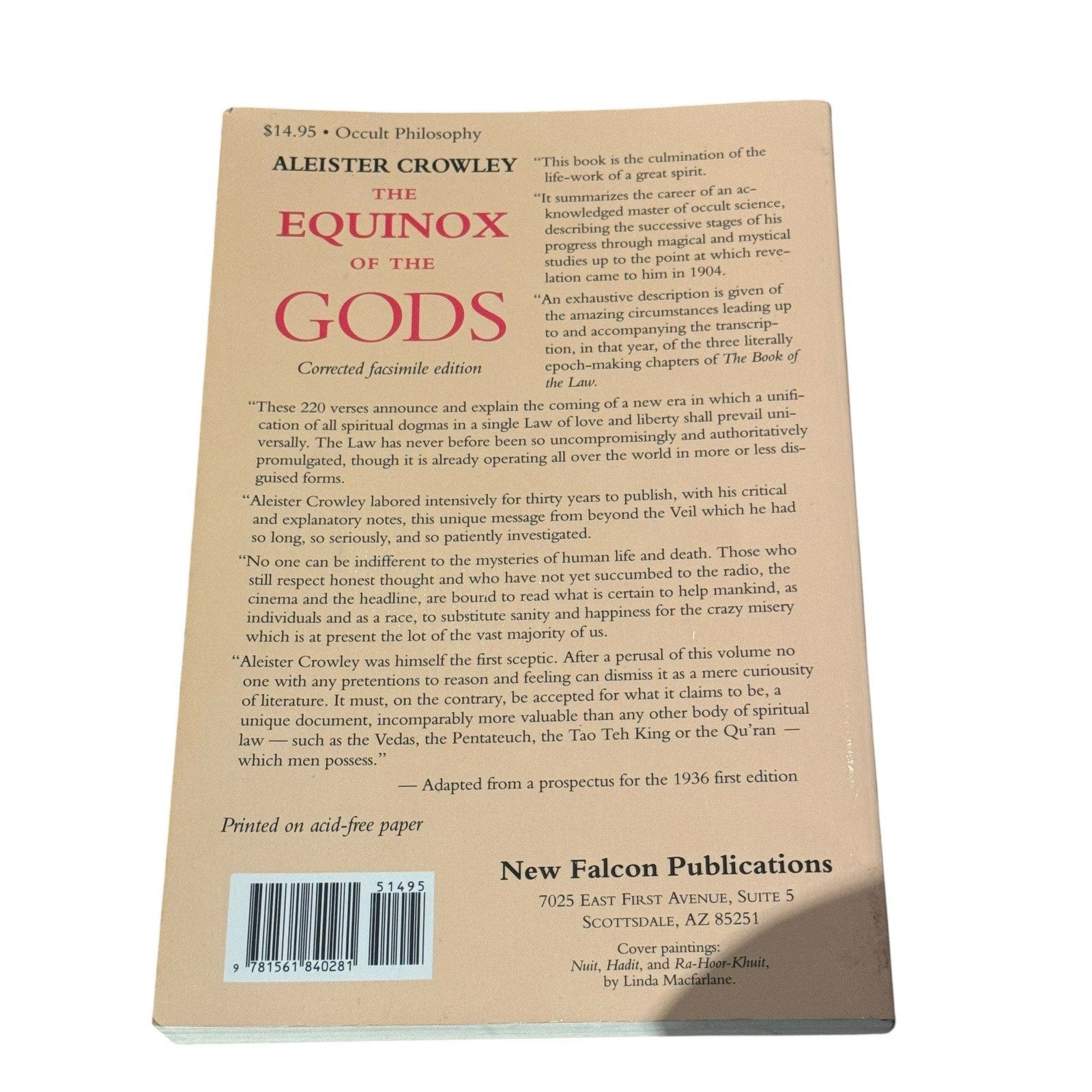 Aleister Crowley The Equinox of the Gods 1991 Revised Edition Soft Cover Book