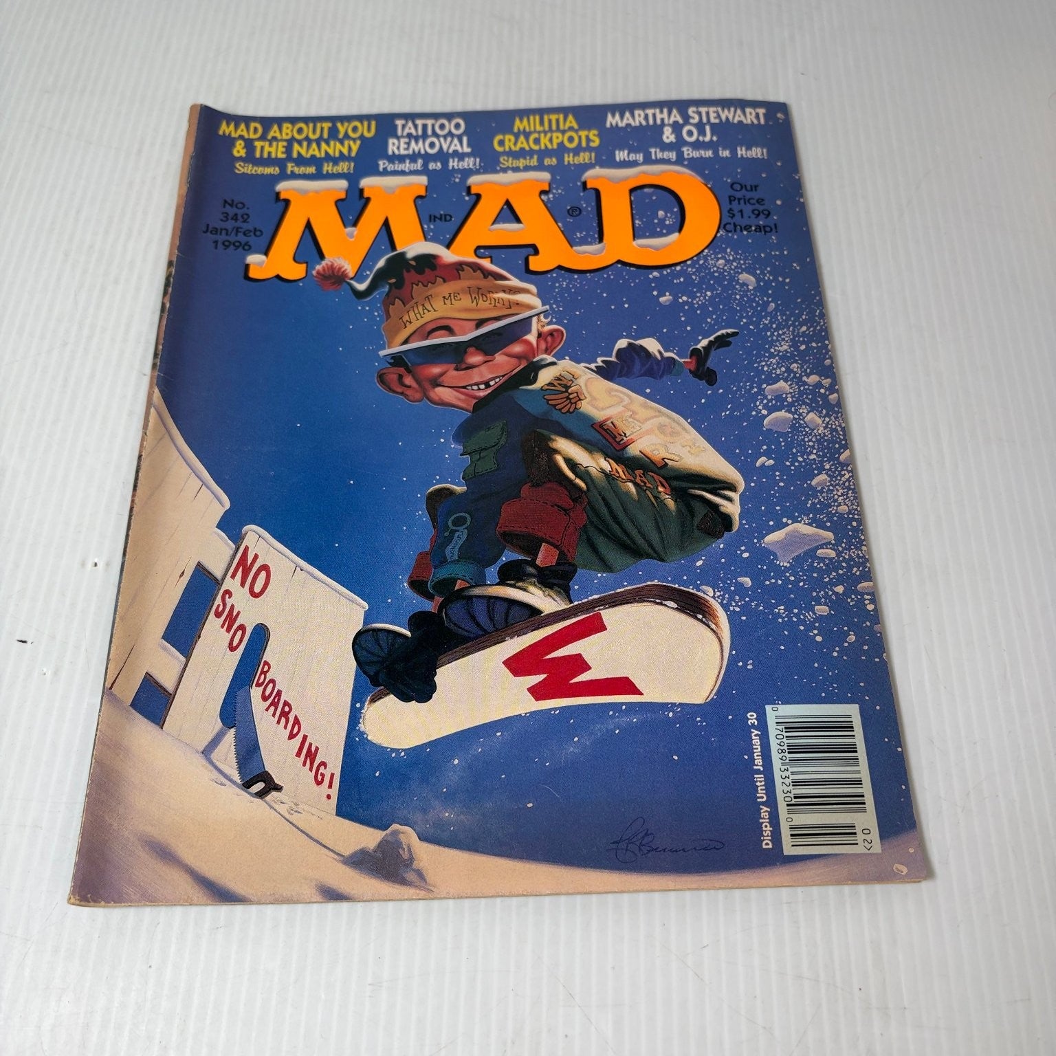 MAD Magazine January February 1996 Snowboarding Cover Issue #343 Humor
