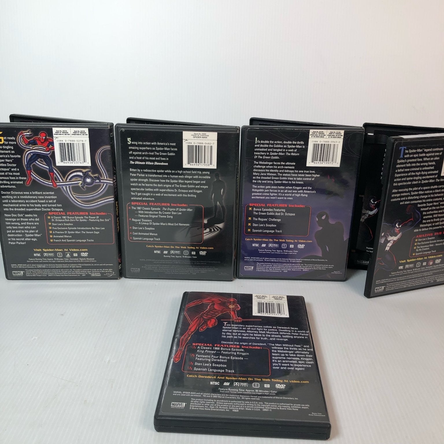 Spider-Man Marvel DVD Lot 2002-2004 Venom Green Goblin Doc Ock Daredevil